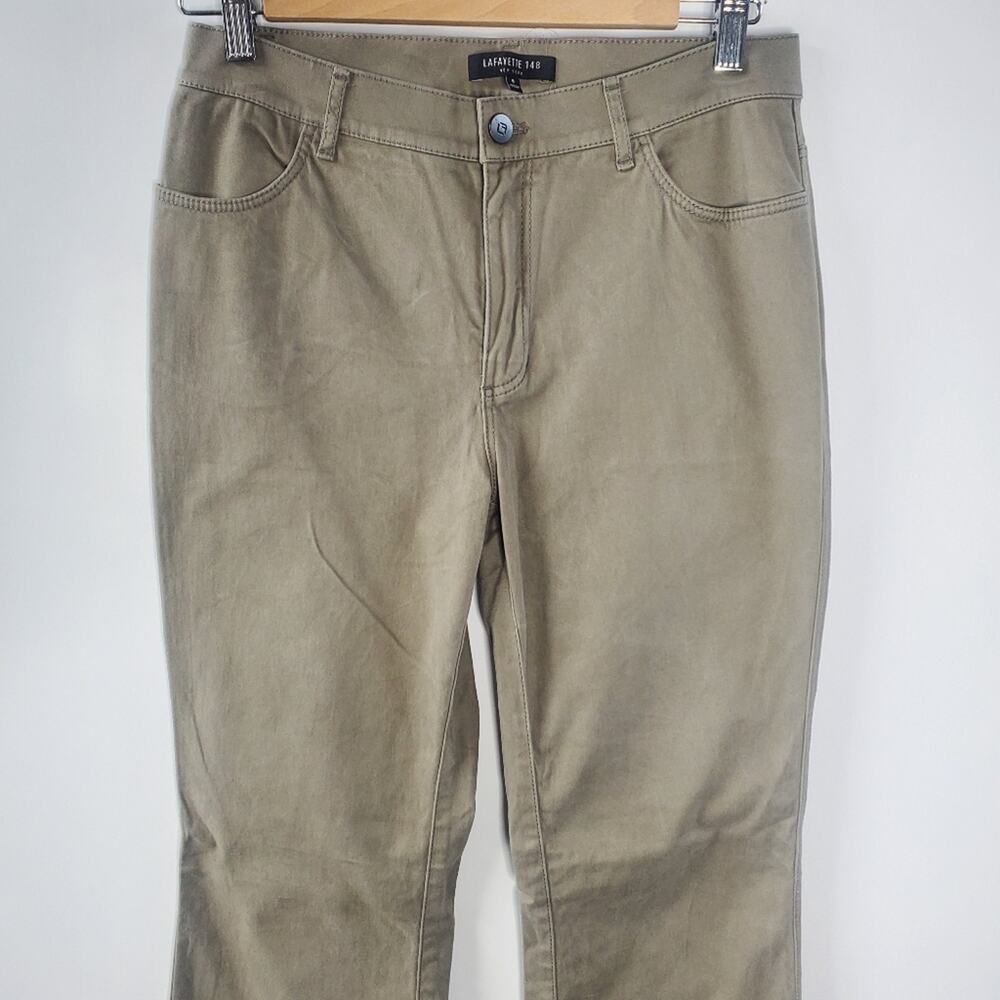 Lafayette Wide Leg taupe 5 pocket crushed velvet pants Size 8